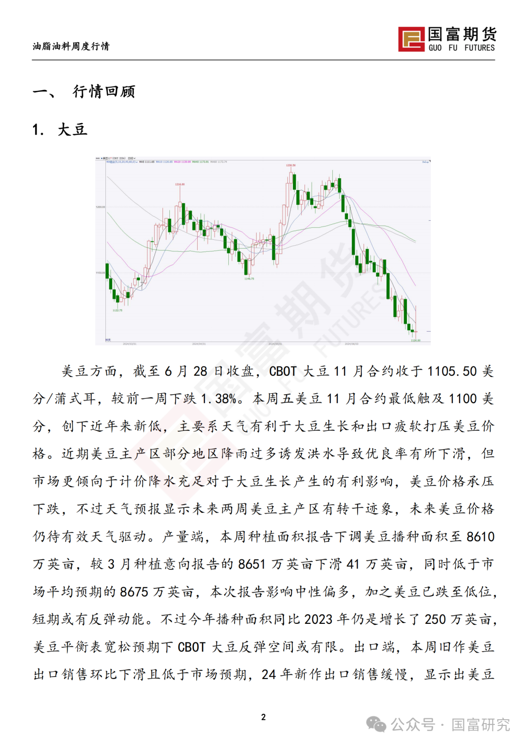 【国富豆系研究周报】USDA双报告中性略多，市场等待天气驱动 20240701